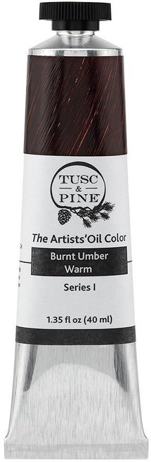 Tusc & Pine 아티스트 오일 페인트 - 티타늄 화이트 (아마씨) 40ml 황변 없음 풍부하고 크리미 한 일관성 최대 안료 부하 소량 가공 페인트 전문 아티스트, 1개(1개입), Burnt Umber Warm