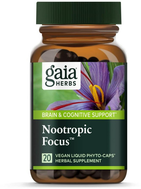 미국 가이아 허브 Gaia Herbs Nootropic Focus 누트로픽 포커스 브레인 & 인지 서포트 비건 리퀴드 캡슐, 2개, 20정