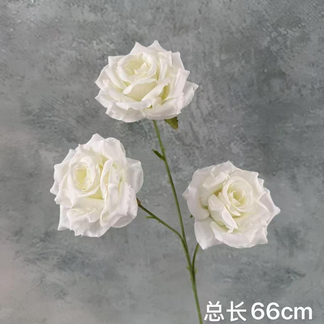 仿真玫瑰花束 情人節禮物 乾燥花 畢業花束 拍照道具 婚禮佈置, 03. 三頭玫瑰白色