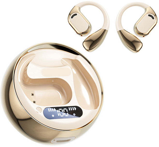 THOUSTA 오픈형 AI 스마트 노이즈캔슬링 IPX5 방수 무선 블루투스 이어폰, 노랑, 1개