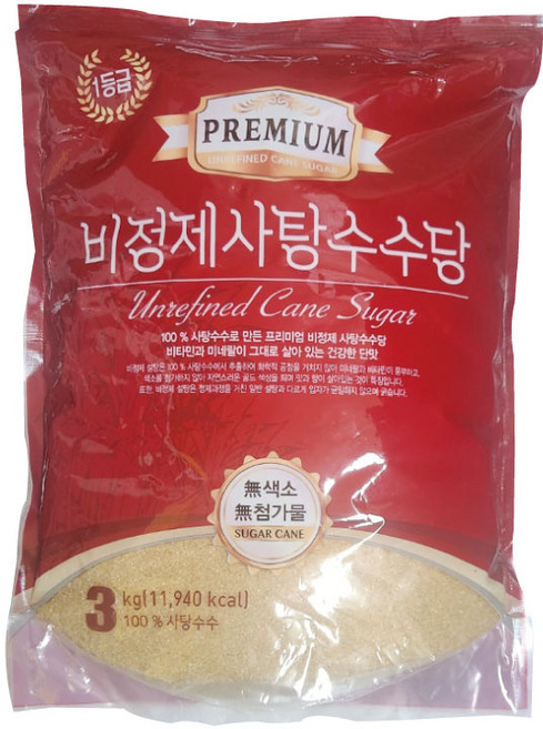 프리미엄 비정제 사탕수수원당 3kg 설탕, 1개