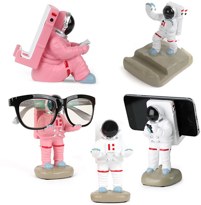 WOHNEN 우주인 휴대폰 핸드폰 스마트폰 거치대 받침대 폰홀더 안경 인테리어소품, 1개, 우주인핸드폰거치대(특대형)-화이트