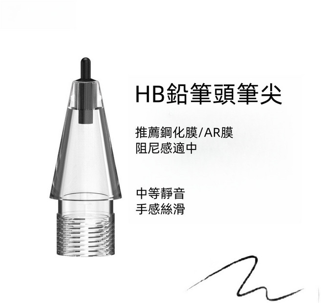 Apple Pencil 1/2 通用 軟矽膠筆尖套 輕柔防滑 耐磨靜音, HB長管筆頭-透明官替款, 1個