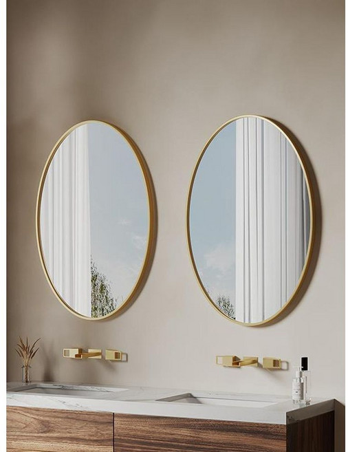 타원형 벽거울 인테리어 거울 벽걸이 골드 블랙 프레임 달걀 모양 욕실 메이크업 화장대, 1. 매트 블랙