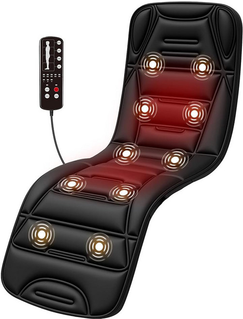 열과 진동이 포함된 컴피어 전신 마사지 매트 10 모터 앱 컨트롤 이동식 시아츠 넥 베개 및 목 어깨 등 검은색을 위한 4 온열 패드, CF 3401A