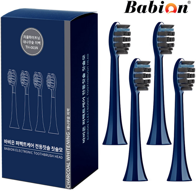 바비온 퍼펙트케어 음파 전동칫솔모 차콜화이트닝 네이비 4개입, 4개