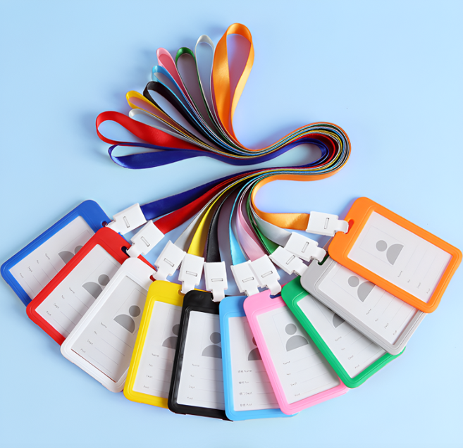 사원증목걸이 신분증 케이스 학생증 출입증 카드홀더 목걸이 세로형 가로형, 1개, 세로형_그레이