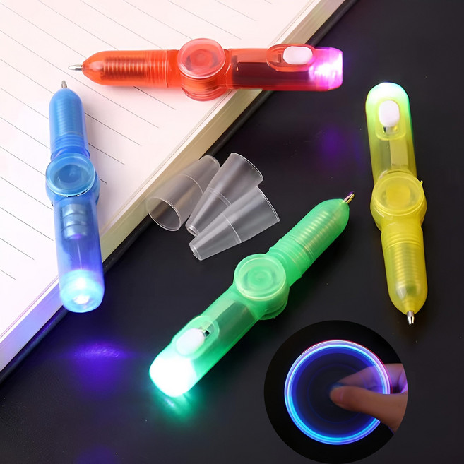 피젯 회전펜 LED 불빛 스피너 펜 돌리기 장난감 볼펜 스트레스 해소, 미니회전펜, 1개