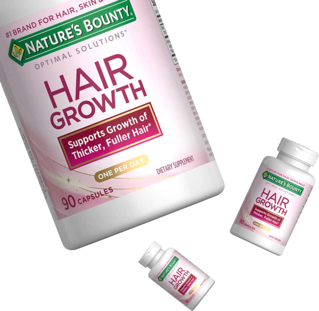 네이쳐스바운티 최적의 모발 성장 솔루션 바이오틴 비타민 90 정 3 개 / Nature's Bounty Optimal Solutions Hair Growth, 3개, 90정