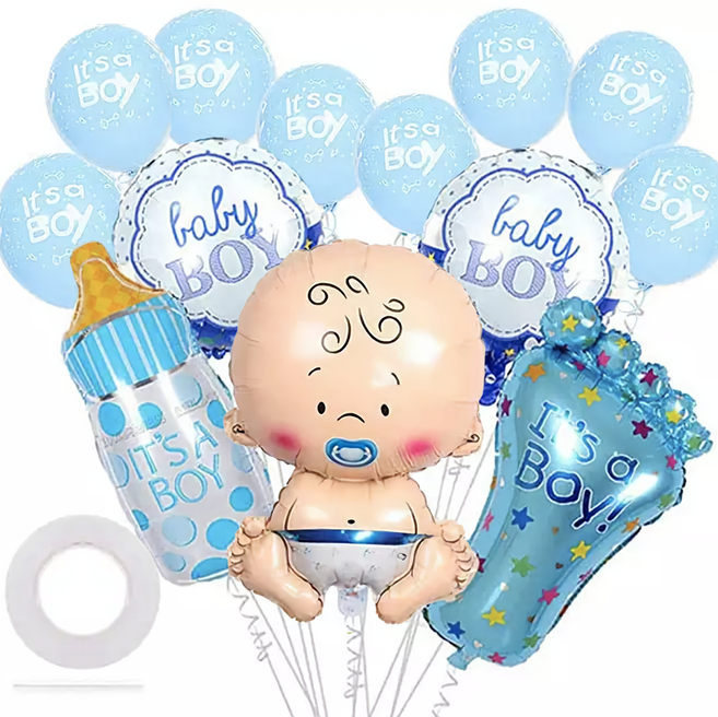 파파 파티 베이비샤워 풍선세트 프리미엄 13p 젠더리빌, 블루베이비세트, 1세트