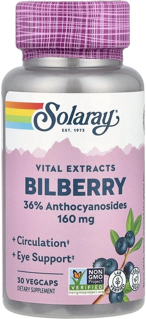 Solaray Vital Extracts 빌베리 베지 캡슐 30정 Solaray (솔라레이), 1개 - 쿠팡