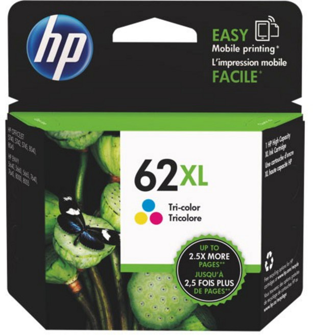 HP 62XL 彩色高容量原廠墨水匣 (C2P07AA) 適用於HP 200/200c/250/5740/574, 1個