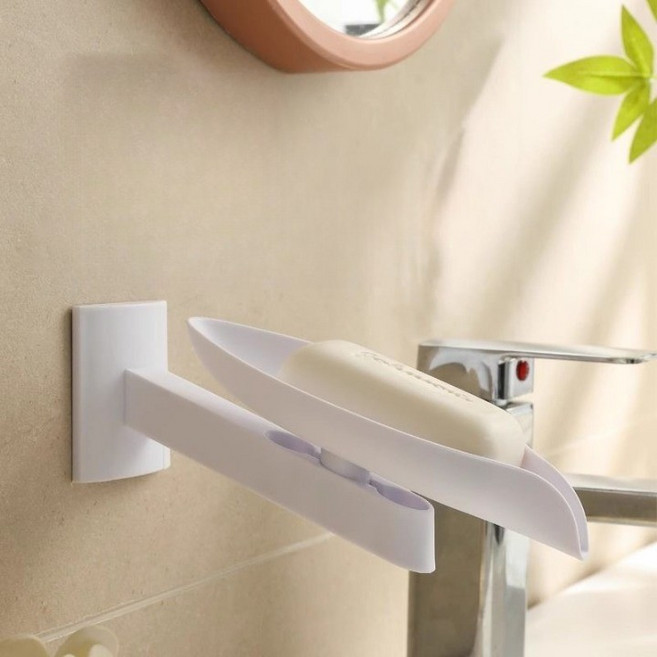 스카이미너리즈 무타공 벽걸이형 나뭇잎 비누 받침대, 화이트, 1개