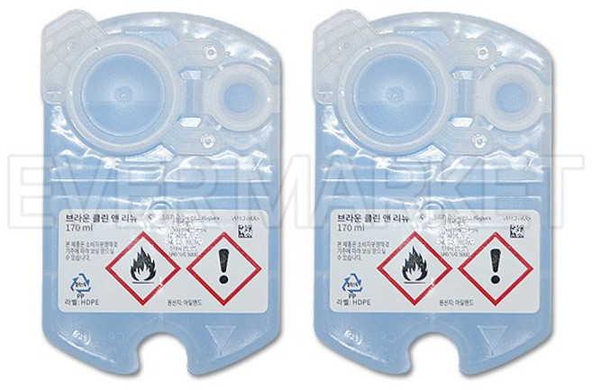 브라운 면도기 세정액 CCR2 클린앤리뉴 세척 카트리지, 2개입, 1개