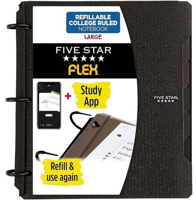 Five Star 플렉스 하이브리드 노트바인더 2.5cm 1 인치 바인더 노트북 및 올인원 바인더 블루 29328AD2 396499, 블랙, 8 1/2 x 11인치