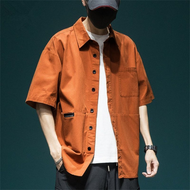 TKX 남성 오버핏 반팔 셔츠 캐주얼 베이직 포켓 디자인 데일리 심플 남자 여름용