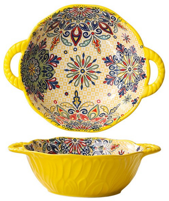 BLOWFISHFUGU 폴란드양손 스프볼 라면그릇 24CM스프볼 1100ML 부조 국그릇, 1개, B