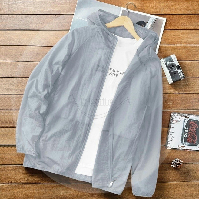 Krismile남성 경량 후드집업 자외선차단 자켓 시스루 후드티 빅사이즈 바람막이 점퍼 얇은 코트 봄여름4/11Krismile