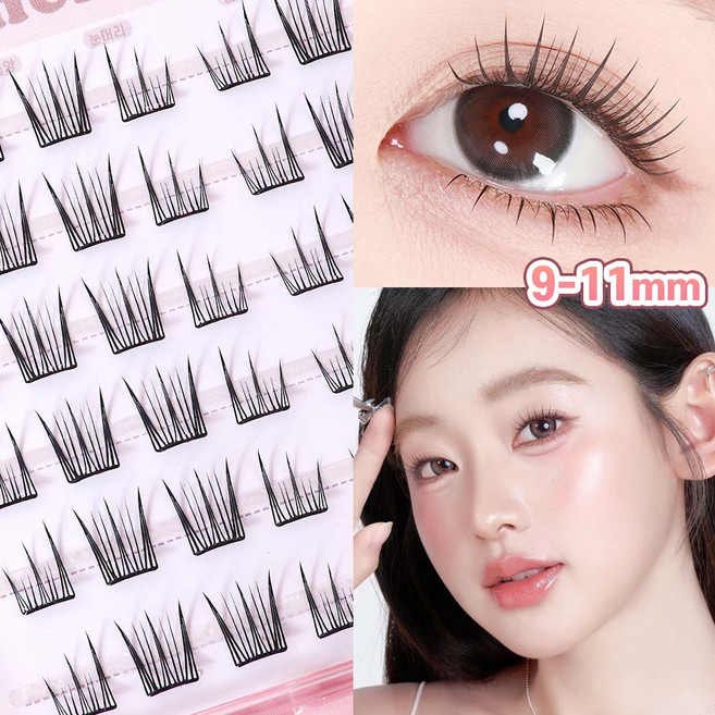 Binmei 초경량 노글루 속눈썹 데일리 얇은 자연스러운 속눈썹 풀없이 붙이는 속눈썹 재사용가능, 1개, 샤프