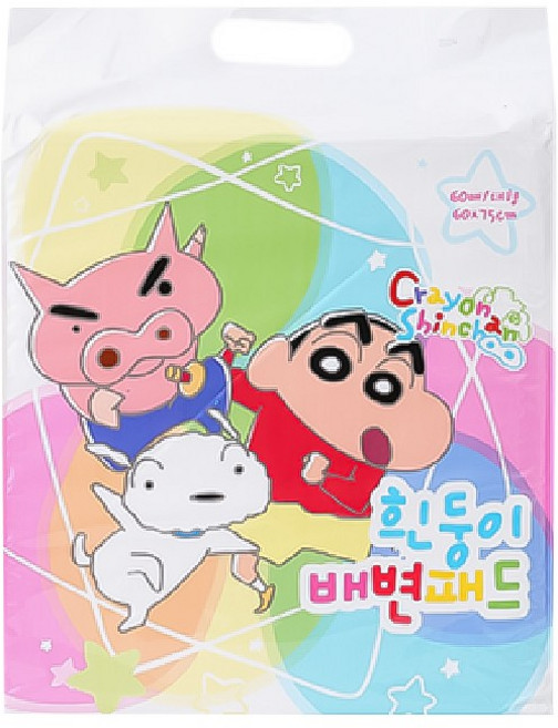 짱구는 못말려 고흡수 천연펄프 강아지 배변패드 대형 60매 (60x70cm), 1개, 60개입