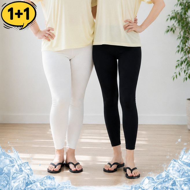 1+1 아이스쿨 9부 여름 레깅스 FREE ~ 5XL 빅사이즈 [국내생산 프리미엄]