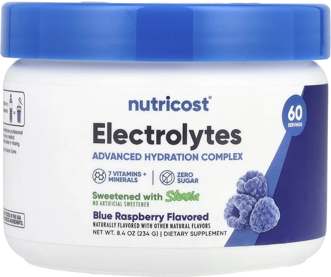 Nutricost 전해질 고급 수분 복합체 블루 라즈베리 234g(8.4oz), Nutricost전해질고급수분복합체블루라즈베리234g8, 234g, 1개 - 쿠팡