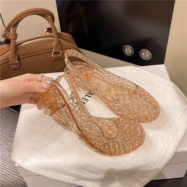 여성 투명젤리슈즈 장마구두 워터파크젤리샌들 편한 플랫 여름 샌들 스타일 젤리 신발 펀칭 젤리플랫슈즈 펀칭플랫슈즈 젤리단화 아쿠아슬리퍼