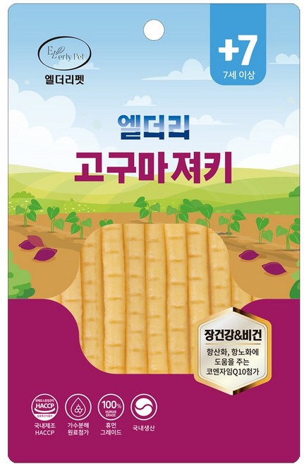 엘더리펫 엘더리 져키 강아지 간식 노령견 간식, 고구마, 100g, 1개