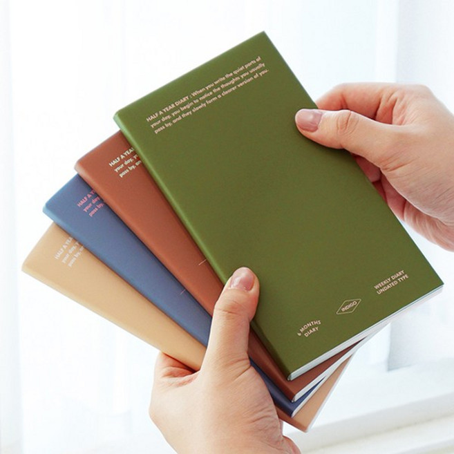 (만년형) 기본 6개월 다이어리 (핸디 위클리), 1개, 모스그린