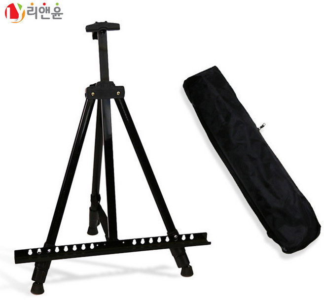 [리앤윤] 이젤 휴대용 접이식 알루미늄 철제 그림 전시 받침대 블랙 실버