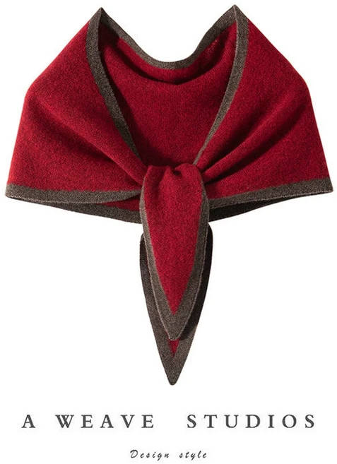 JoYouth 몽골산 100 캐시미어 삼각 패션 머플러 고비 스카프 목도리 모카+레드