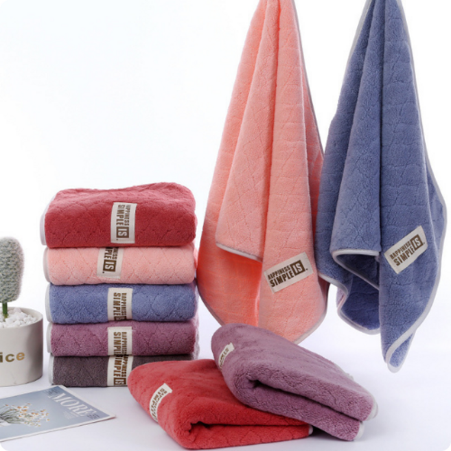 감성채움 75x35cm 부드러운 40수 극세사 고리형 걸이형 주방 욕실 핸드타월 5종 세트, 1개, 핑크+다크브라운+블루+로즈레드+퍼플