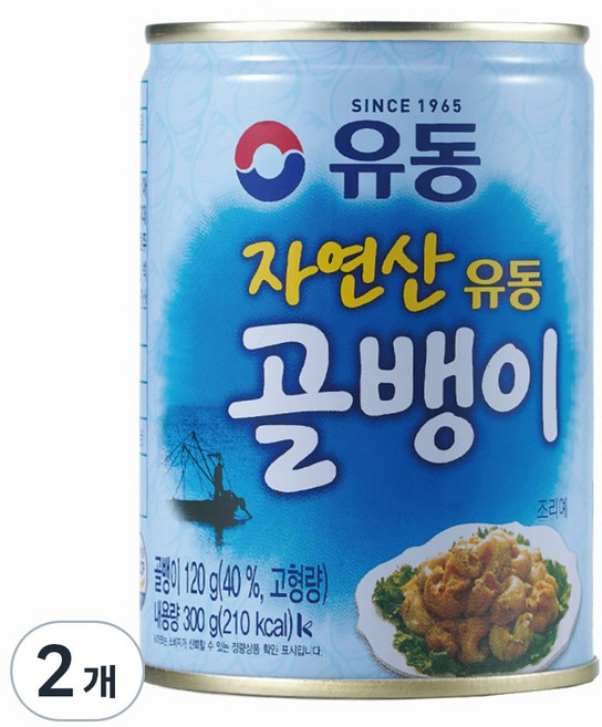 유동 자연산 골뱅이 통조림, 300g, 2개