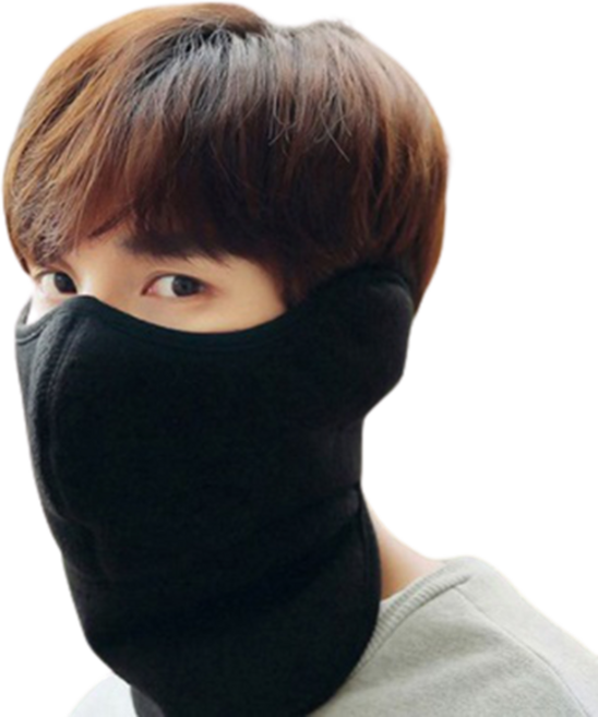 방한마스크 귀입목 올인원 겨울마스크 오토바이 배달 낚시 겨울산행 극세사 겨울등산 귀마개 넥워머 겨울 안면 마스크 여름마스크 쿨마스크, 블랙