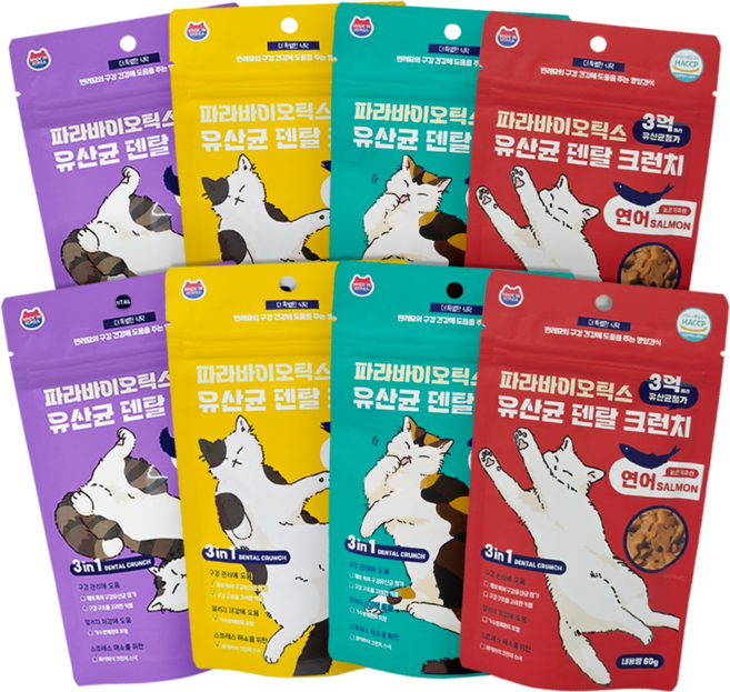 푸디 더특별한식탁 고양이 간식 포스트바이오틱스 유산균 덴탈 크런치, 혼합, 60g, 8개