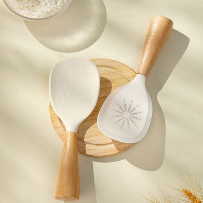 실리콘 원목손잡이 스탠딩 주걱_ WFKNN8W, 1개, 화이트