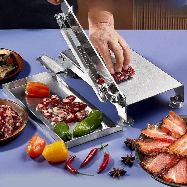 절단기 냉동고기 생선 커팅기 작두 상업용 수동 고기 도구, 절단기 + 두께조절