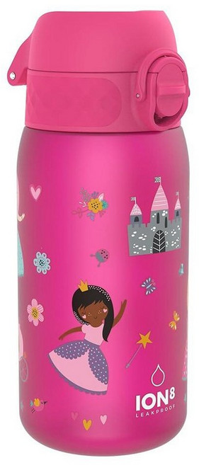 Ion8 누출 방지 아동용 물병 350ml/12온스 유니콘 - BPA 프리 냄새 방지 재활용 폴리머 원터치 플립 뚜껑 캐리 루프 빨대 없음 - 식기 세척기 사용 가능, 12oz / 350ml, Pink Princess