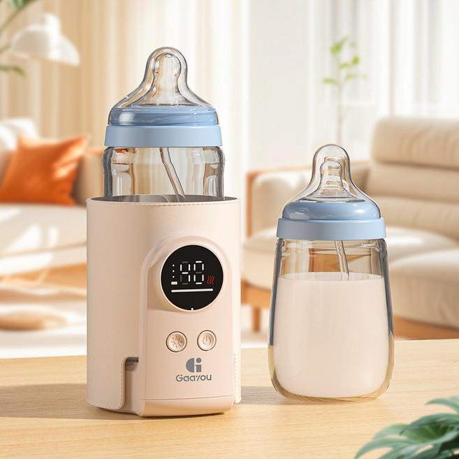 Gaayou 휴대용 젖병 보틀 워머 분유 모유 이유식 액상분유 보온 가열 데우기, 베이지, 1개