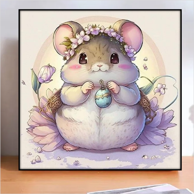 12간지/지신 취미생활 diy 세트 다이아몬드화 만화 장식화 보석십자수 복도 거실 현관 주방 서재 회사 장식화 걸개화 모든 일이뜻대로 됩니다 다이어몬드그림 보석십자수 DIY패키지, 쥐띠, 액자 포함 30*40cm, 1개