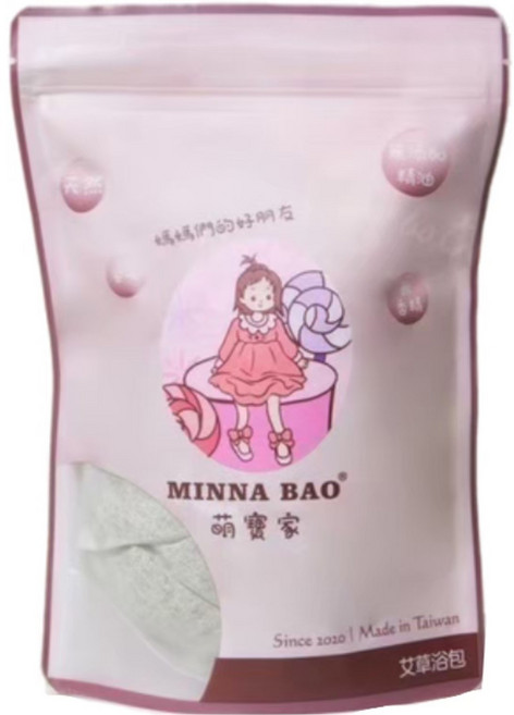 MINNA BAO 萌寶家 艾草浴包 無添加精油配方 溫和呵護全家 台灣製造 20g 10入, 10個