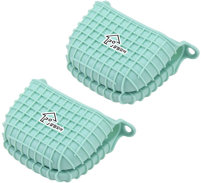 살림모아 실리콘 와플 냄비손잡이 2개, 민트