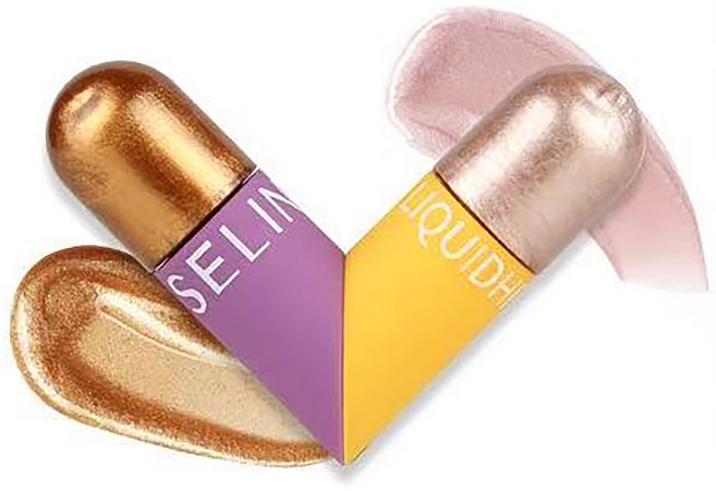 듀얼 헤드 리퀴드 하이라이터 2컬러 글래스 글로우 물광, 1개, 02