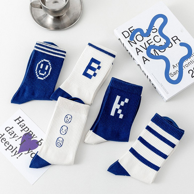 남녀공용 패션양말 화려한 스타일양말 순면 5종세트