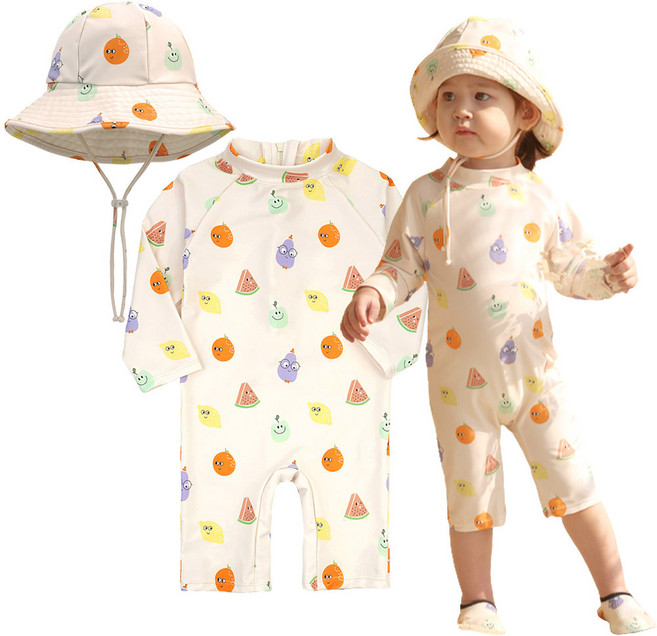 동그리 아기수영복 스마일 래쉬가드 썬햇 2종세트