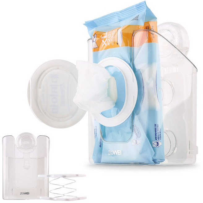 럭스올리브 흡착식 물티슈 케이스 보관함 스프링 브라켓 포함 1+1, 2개