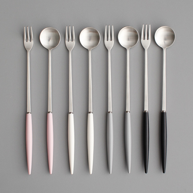 (에펠샤틴) 롱티스푼 롱포크- 4color, 롱티스푼 아이보리, 1개