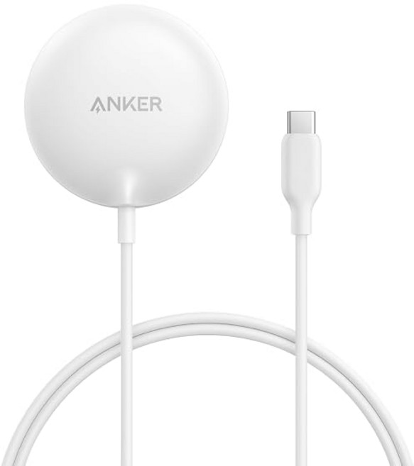Anker Zolo Wireless Charger Magnetic Pad 화이트 Qi2 자석식 무선 충전/무선 출력 iPhone MagSafe 17 / 16 15 14 시리즈, 1개, 상세페이지 참조