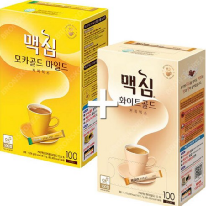 맥심 모카골드 마일드 커피믹스100 + 화이트골드 커피믹스 100t, 2개