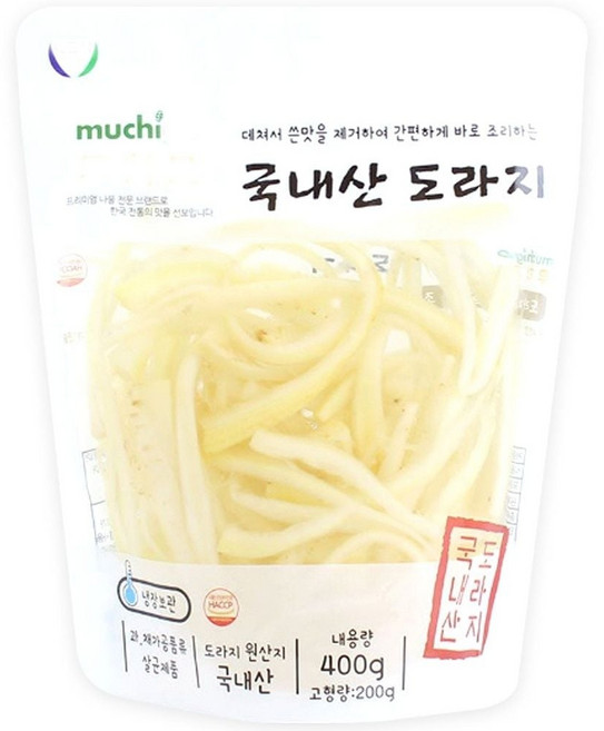 도라지 즉시조리 국내산 데친 무침 볶음 반찬 400g, 1개